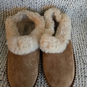 UGG Chestnut and Cream Shearling Slippers